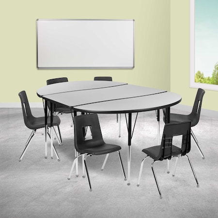 Flash Furniture 47.5 W, 76 L, 30.25 H, Chrome, Laminate, Particleboard, Plastic, Steel XU-GRP-16CH-A3048CON-48-GY-T-A-GG